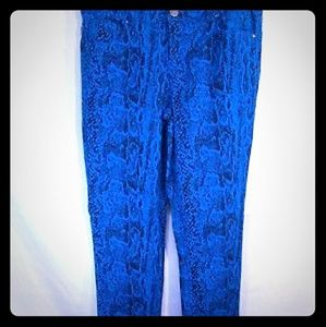 Royal blue python jeans